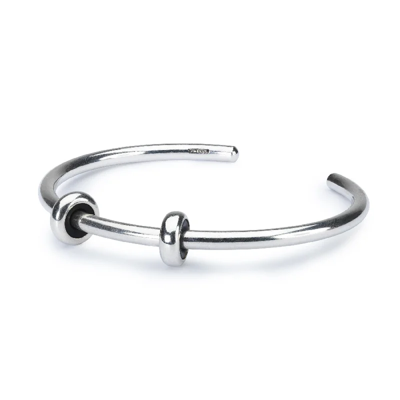 silver chain bracelets for women -Sterling Silver Bangle with 2 x Silver Spacers