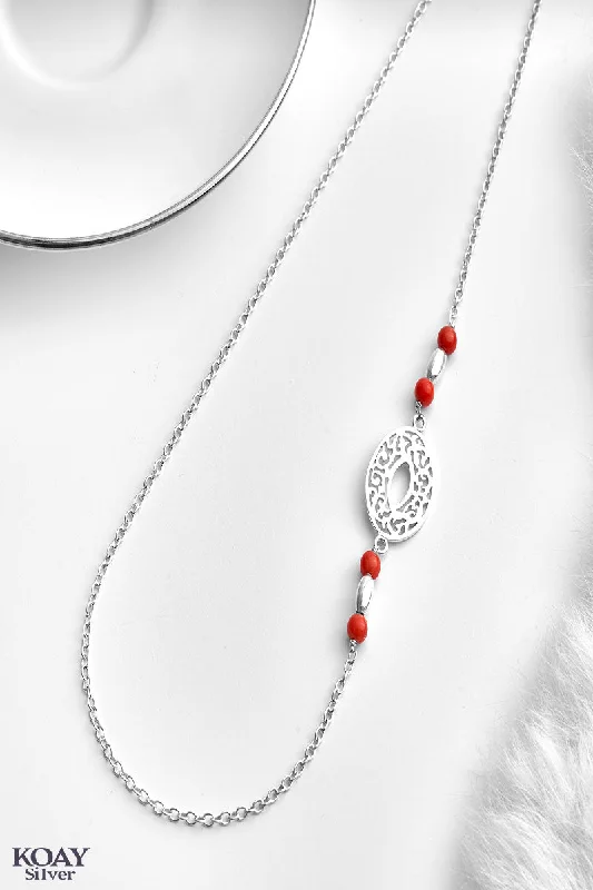 women’s rose gold necklaces -Oval Orange Stones Necklace