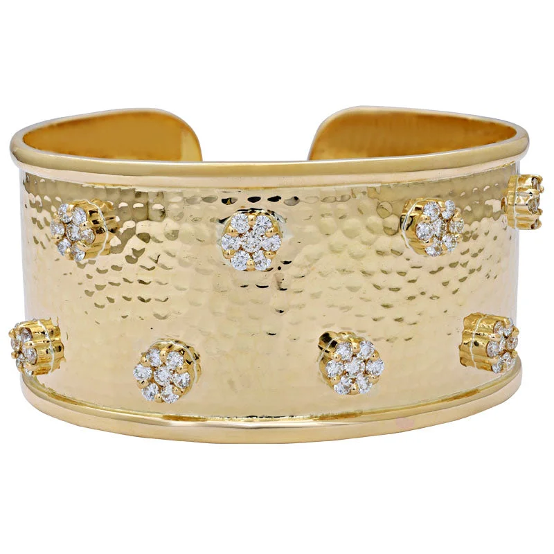 women’s mixed metal bracelets -Cuff Bangle-Diamond