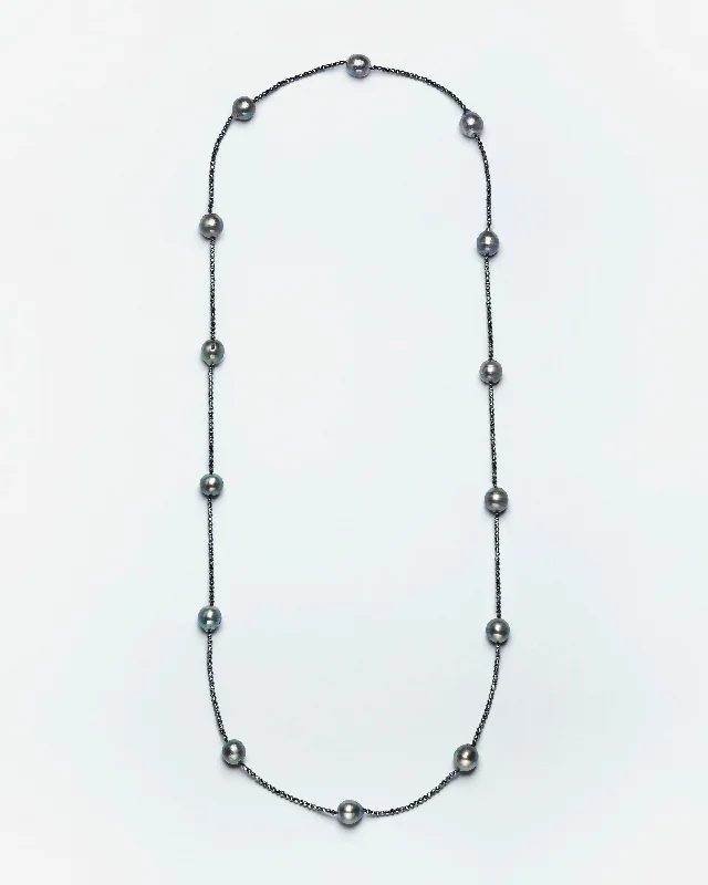 luxury necklaces for women -Strung Out Tahitian & Charcoal Diamond Necklace