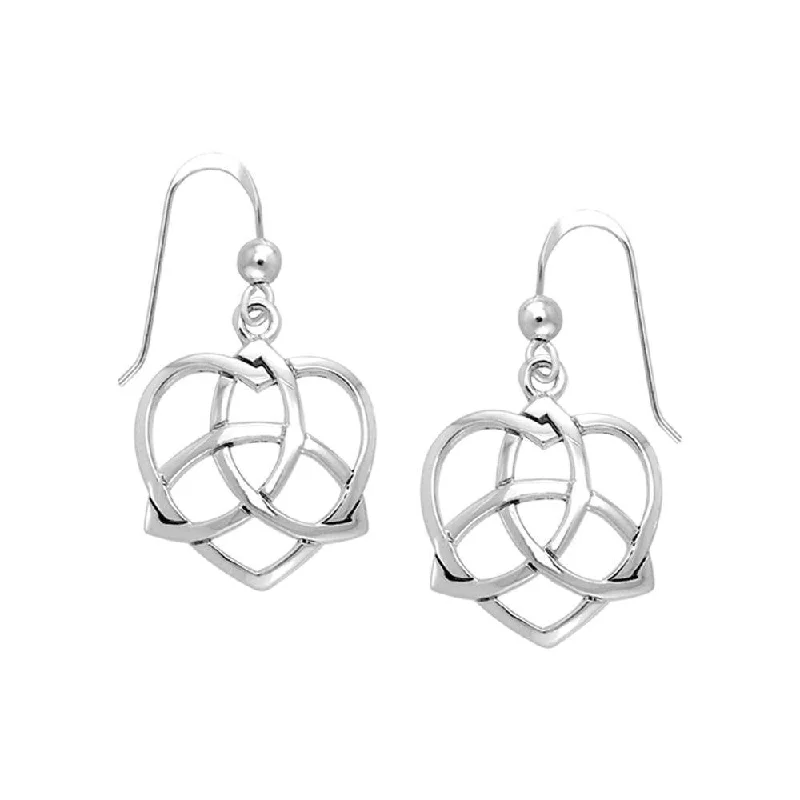 women’s moonstone earrings -Heart with Trinity Knot Silver Earrings TER1141