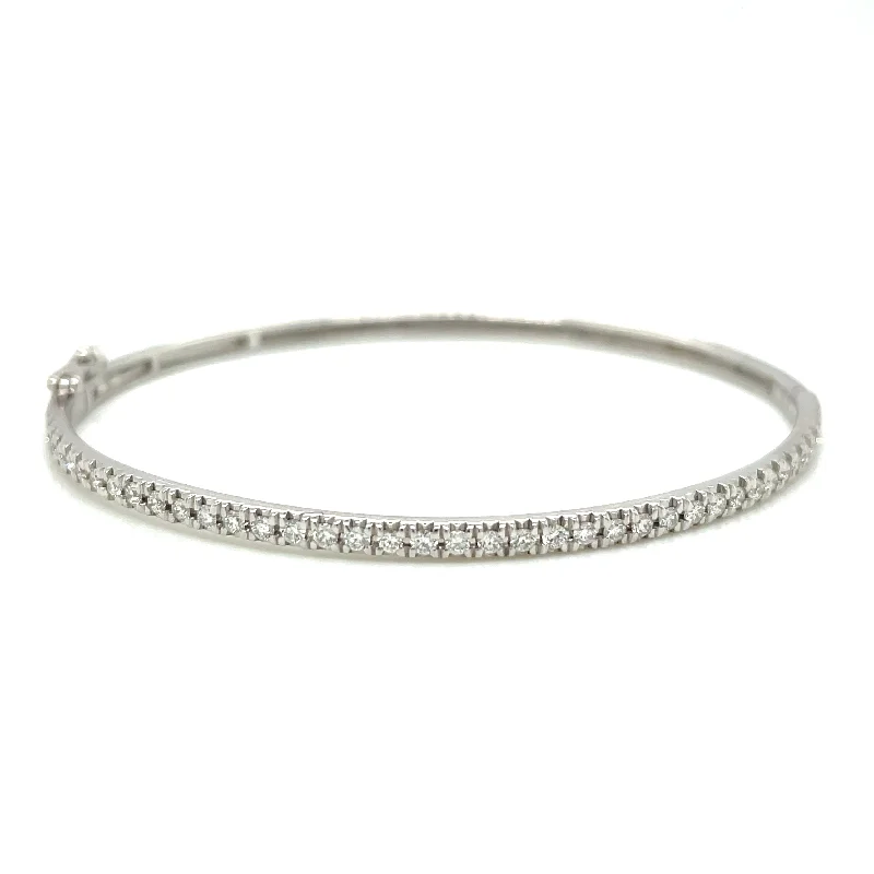 pearl bangles for women -9ct White Gold 0.75ct Earth Grown Diamond Bangle