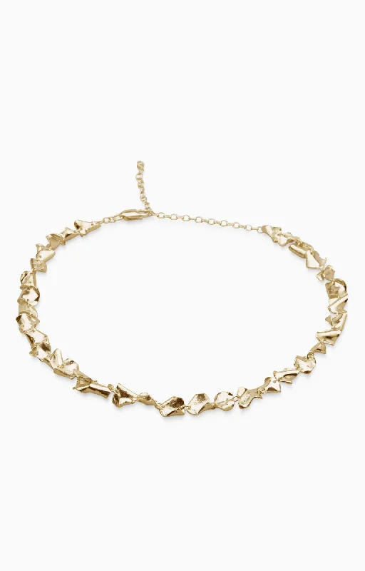 women’s silver plated necklaces -Veil Necklace  | Gold