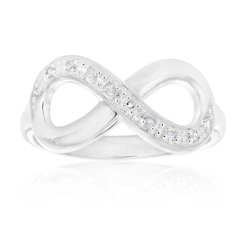 women’s art deco engagement rings -Sterling Silver Classic Infinity Diamond Ring