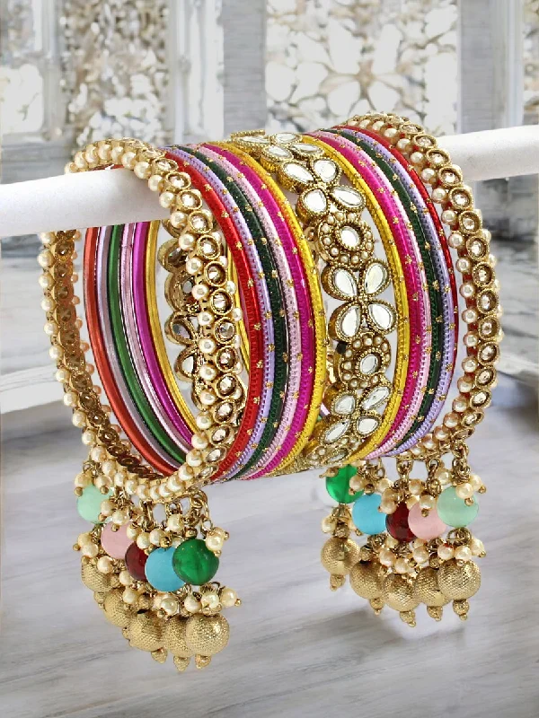 boho bangles for women -Elegant Kundan Pearl Beaded Bangles Set, Indian Wedding Jewelry, Kundan Jewelry, Pearl Bangle Set, Pakistani Bangle Stack