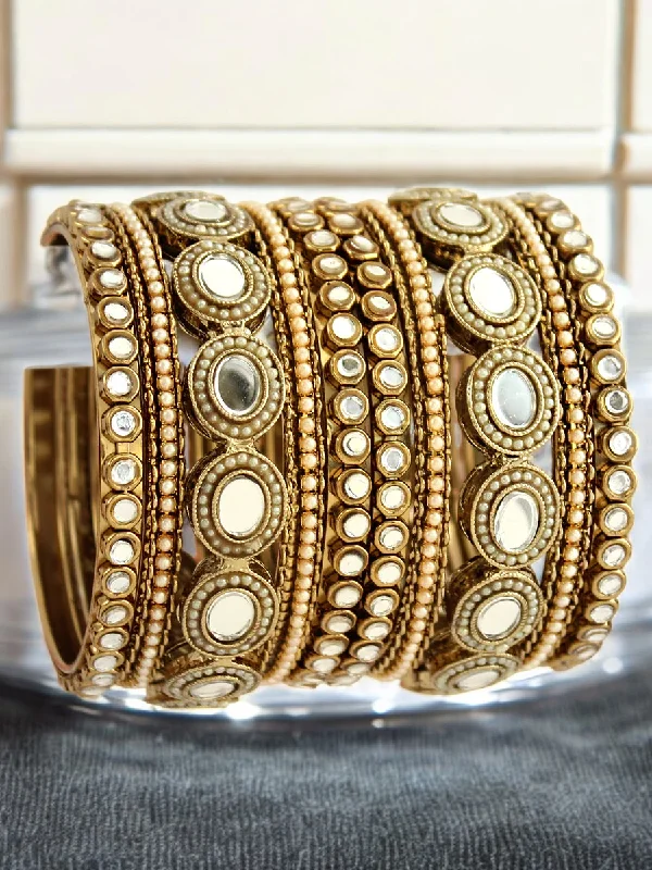 women’s mixed metal bracelets -Mirrored Kundan Engagement Chura Bangles Jewellery, Bollywood Bangles Jewellery Set, Celebrity Jewelry, Rajsthani Chura Jewelry, Kundan Chura Jewellery Set, Kundan Bangles Set, Pearl Chura