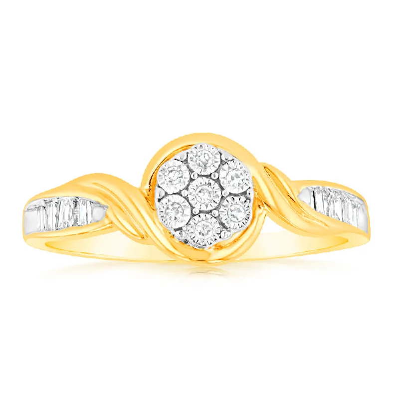 engagement rings with moissanite diamonds -Luminesce Lab Grown 05-09Pts Diamond Ring in 9ct Yellow Gold