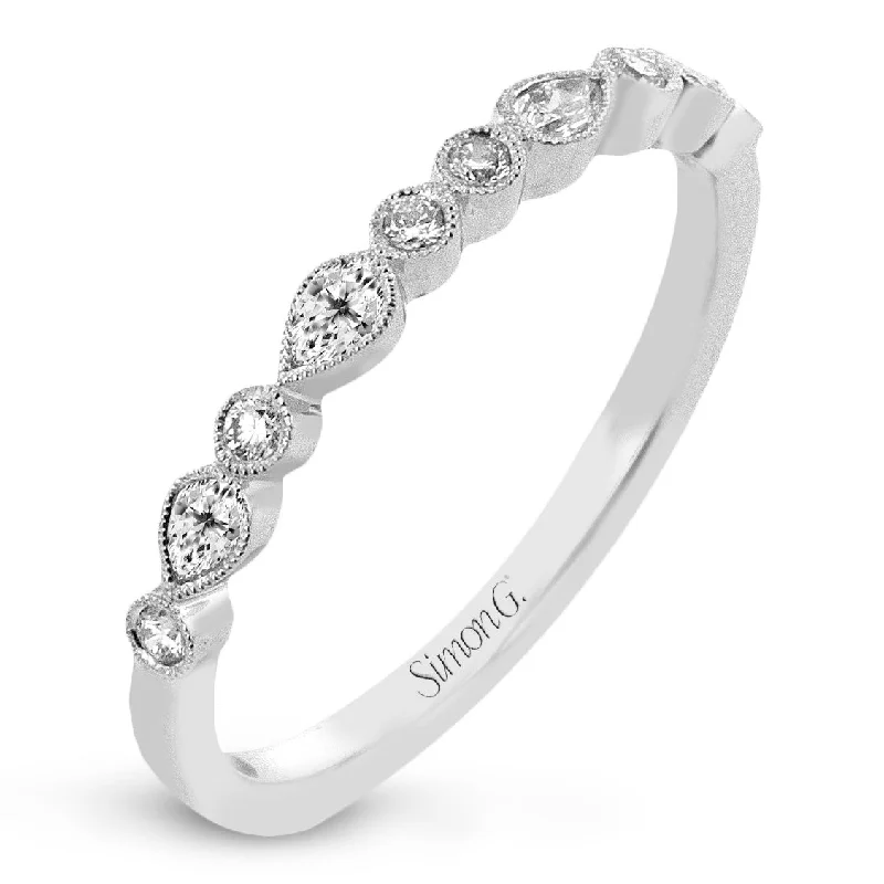 women’s silver stacking rings -Wedding Band in 18k Gold with Diamonds