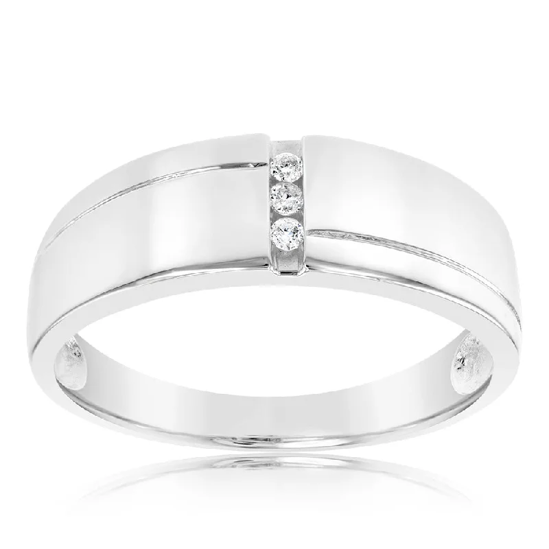 affordable diamond engagement rings -Sterling Silver 3 Diamond Ring