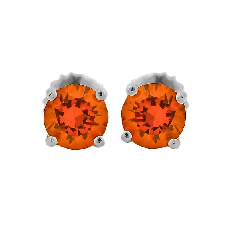 women’s cuff earrings -Nico: 6mm 1.5ct Brilliant-cut Orange Ice CZ Screw Back Earrings Silver