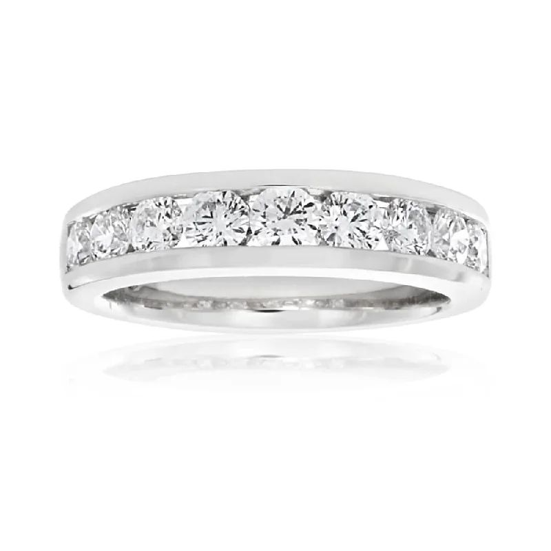 women’s engagement rings with side stones -1 Carat Channel Set Flawless Cut 18ct White Gold Diamond Ring