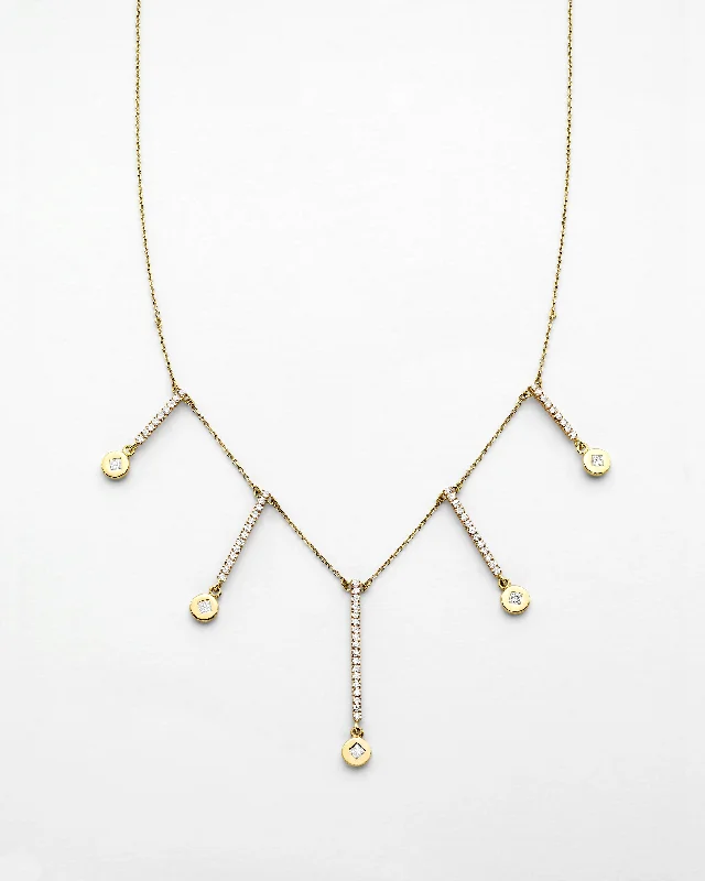 women’s geometric necklaces -Medallion Diamond T-Drop Necklace