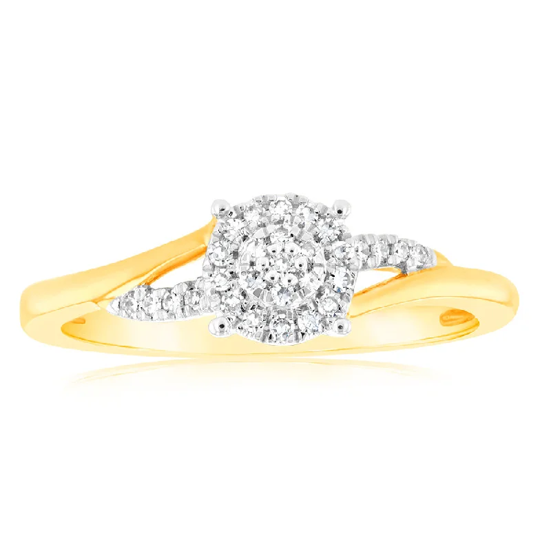 women’s matching engagement and wedding rings -Luminesce Lab Grown 0.10ct Diamond Ring in 9ct Yellow Gold