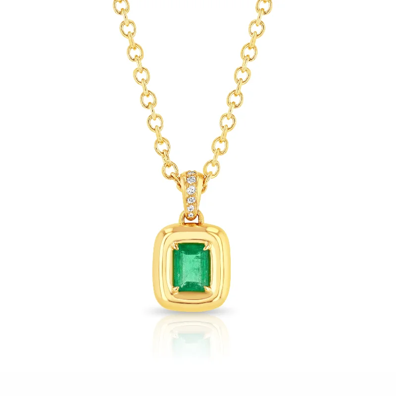 statement pendant necklaces for women -Green Emerald Luna Necklace