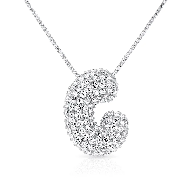 trendy statement necklaces for women -Large Diamond Bubble Letter Necklace