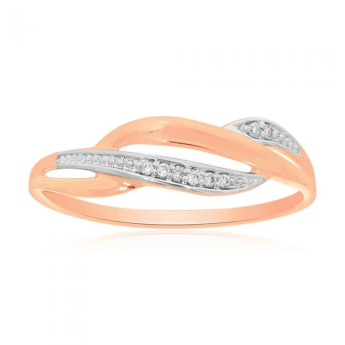 women’s sapphire and diamond rings -9ct Rose Gold Diamond Ring with 8 Brilliant Diamonds