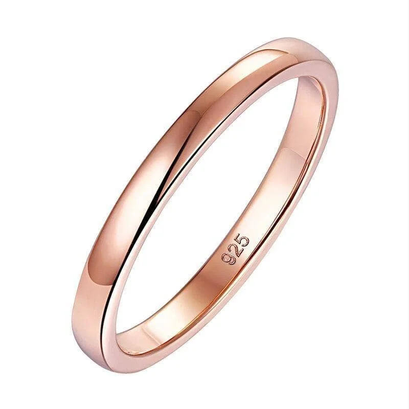 women’s vintage wedding rings -925 Sterling Silver Rose Gold Wedding Band