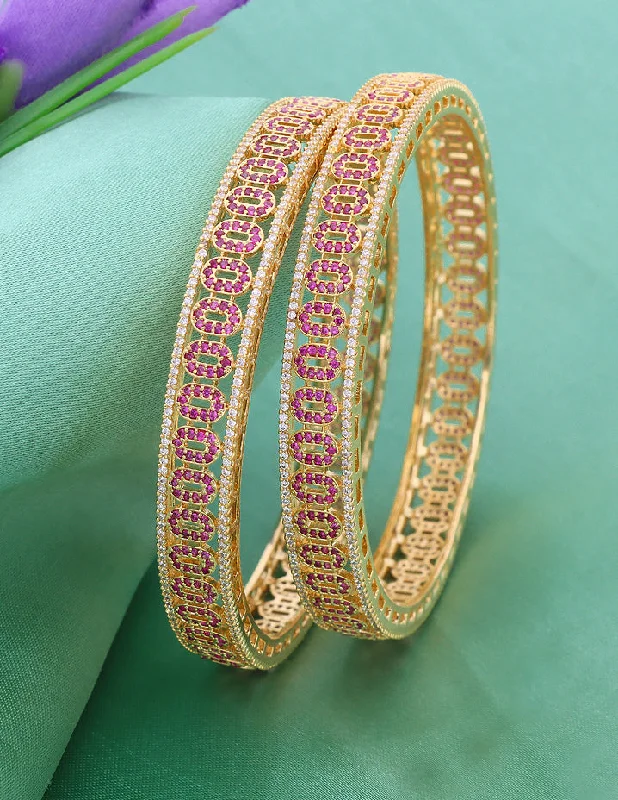 unique bangles for women -Designer Zircon Gold Plated Bangles ZBGL10966