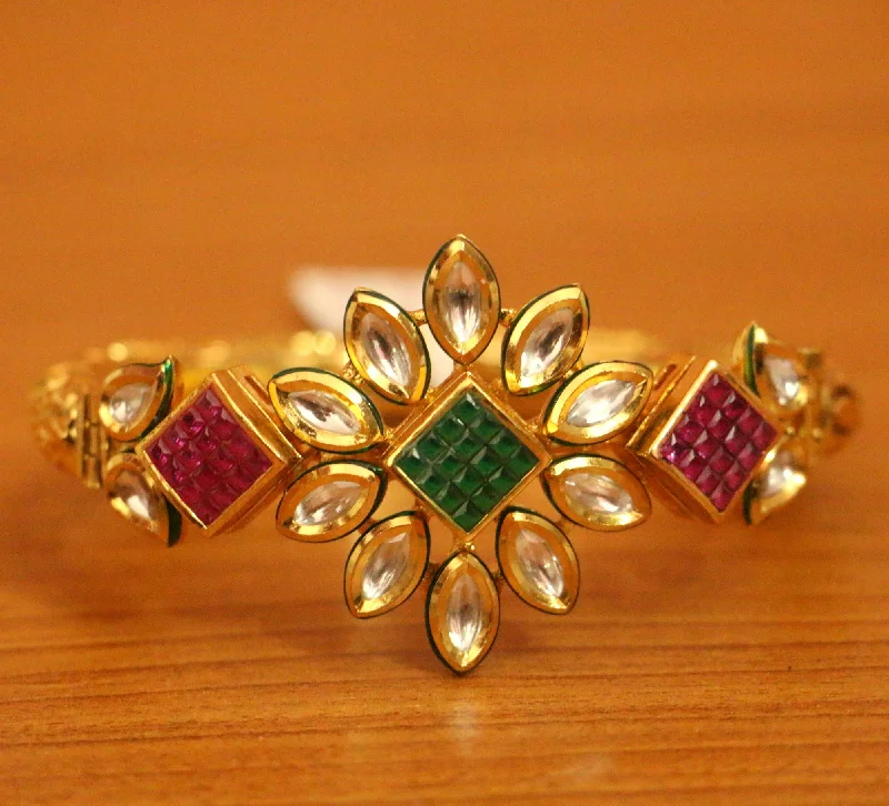 bohemian bangles for women -MULTICOLOUR KUNDAN POLKI ANTIQUE LOOK OPENABLE BANGLE