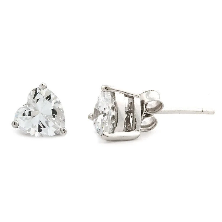 women’s ear jackets -Cassie: 1.50ct 6mm Heart Cut Russian Ice on Fire CZ Stud Earrings