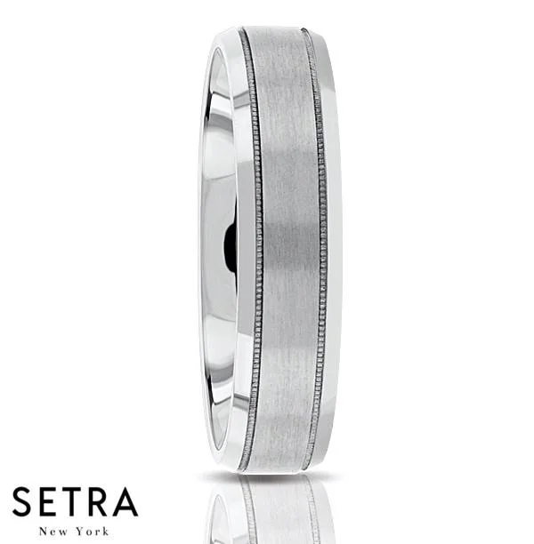 silver eternity rings for women -Fancy Shank Designer For Him & Hers Solid Wedding Band 14K Gold