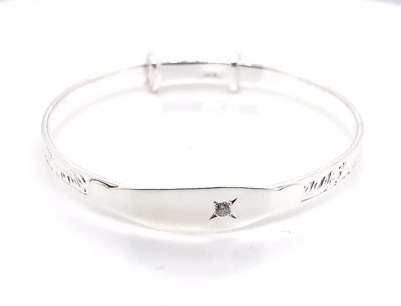 pearl bracelets for women -Sterling Silver Cz Baby Bangle