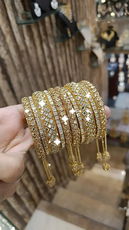 handmade bangles for women -Silver Gold CZ Pearl Pakistani Bangles Set Engagement Jewelry