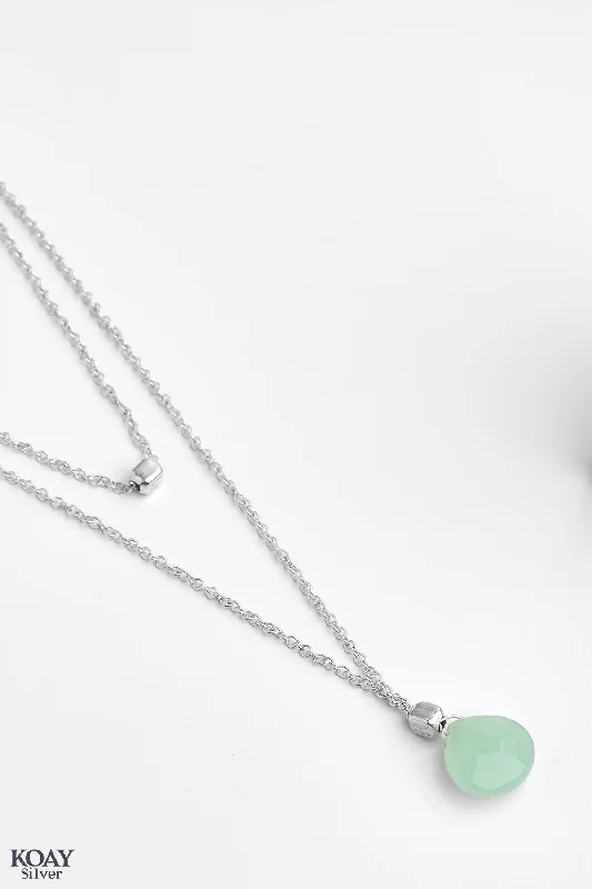 women’s silver plated necklaces -Mint Green Stone Necklace