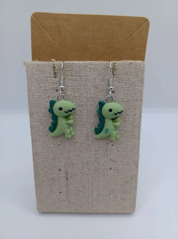 women’s dangling earrings -Green Dinosaur Earrings