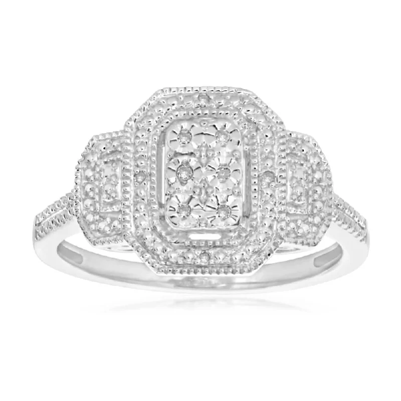 princess cut engagement rings for women -Sterling Silver Prestigious Diamond Ring