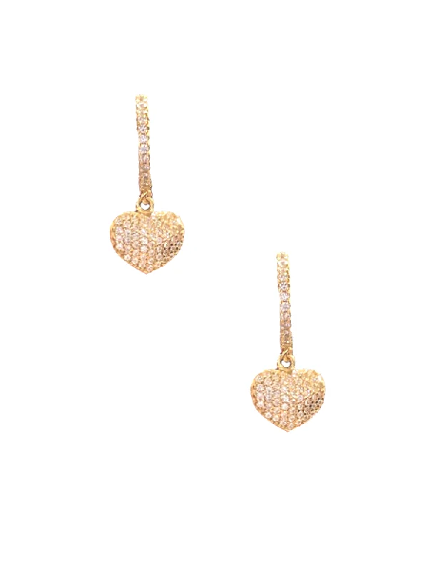 affordable earrings for women -Small Pave Heart Huggies