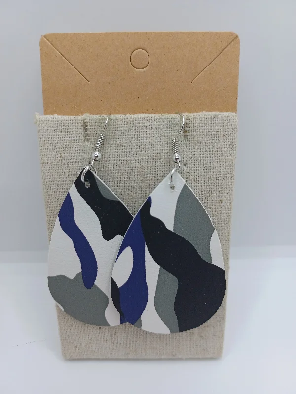 women’s enamel earrings -Purple, Black, & Grey Camo Leather Style Earrings