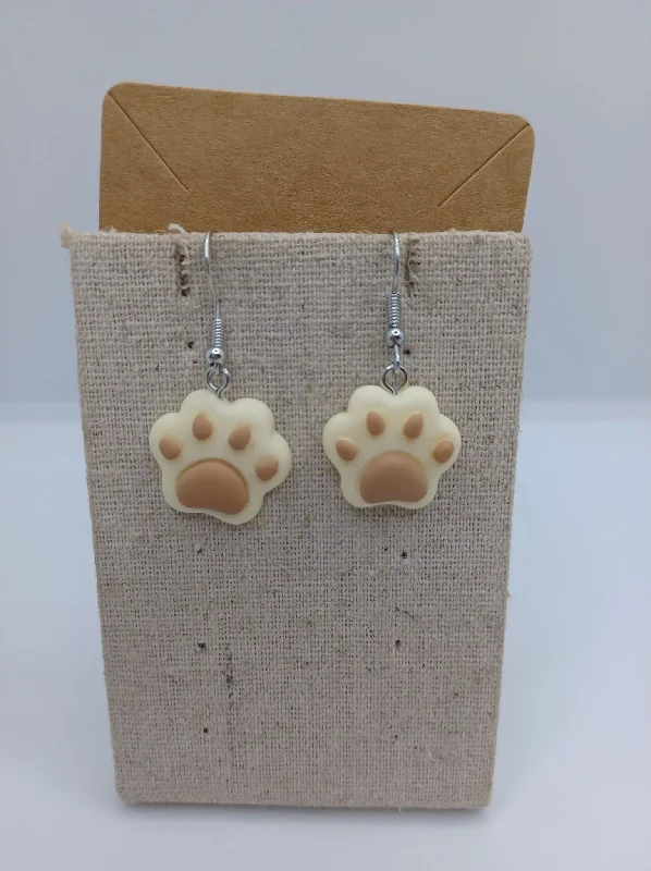 women’s boho earrings -Light Brown & Tan Paw Print Earrings