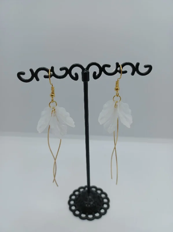 women’s ear cuffs -Gold Earrings w/ White Petals