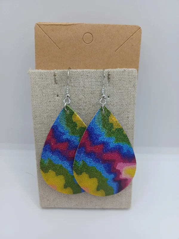 women’s crystal drop earrings -Green, Blue, Purple Tye Dye Earrings