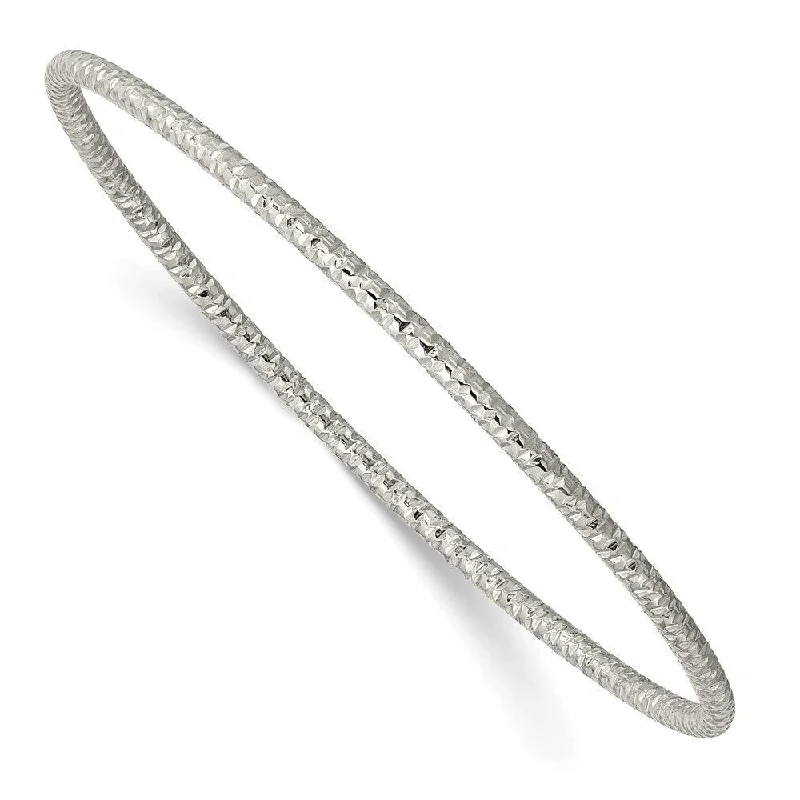 casual bangles for women -Stainless Steel Polished Textured 2mm Slip on Bangle