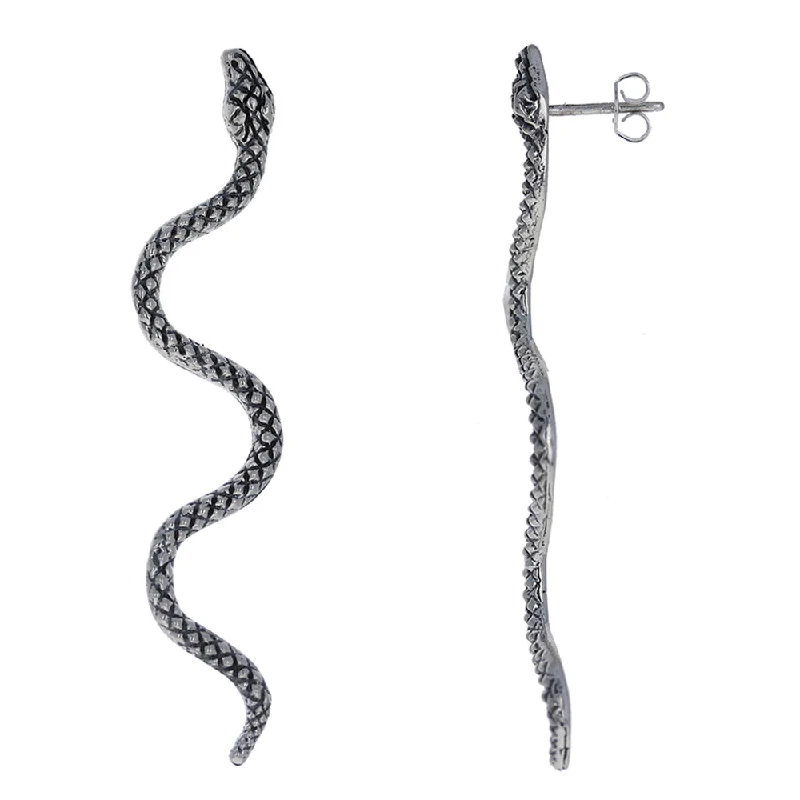 trendy hoop earrings for women -Snake Post Earrings