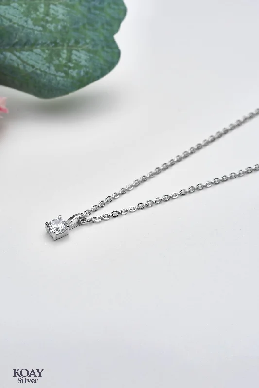 women’s layered chain necklaces -Single Zircon Necklace (04)