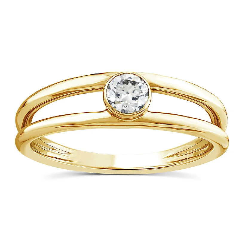 engagement rings with side diamonds -Luminesce Lab Grown Solitaire Plain 0.23ct Diamond Ring With 10ct Yellow Gold