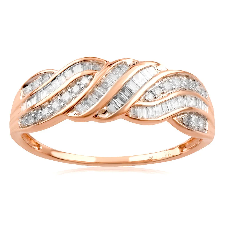 women’s wedding and engagement ring sets -9ct Rose Gold 1/2 Carat Diamond Ring