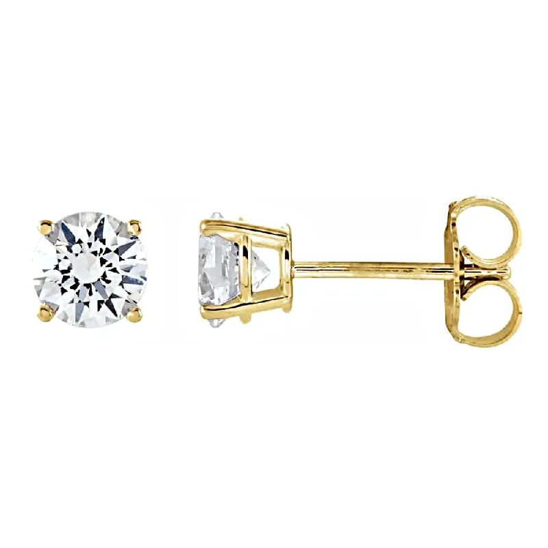 women’s gold dangling earrings -Ice on Fire CZ 4-Prong Cast Basket Stud Earrings 14K Yellow Gold