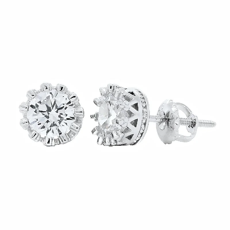 luxury earrings for women -Austin: 6mm, 1.5ct Brilliant Cut Ice CZ Crown Set Screw Back Earrings