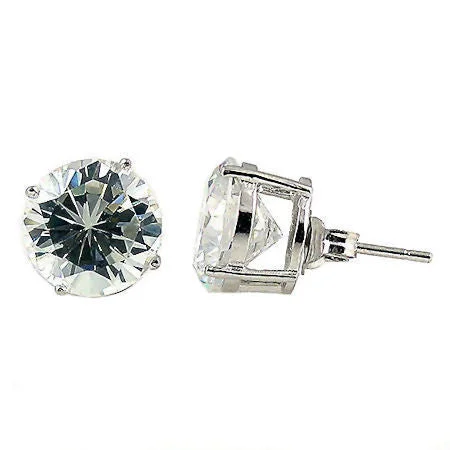 fashion earrings for women -Hallie: 4.0ct Russian Ice Diamond CZ 8mm Cast Stud Earrings White Gold