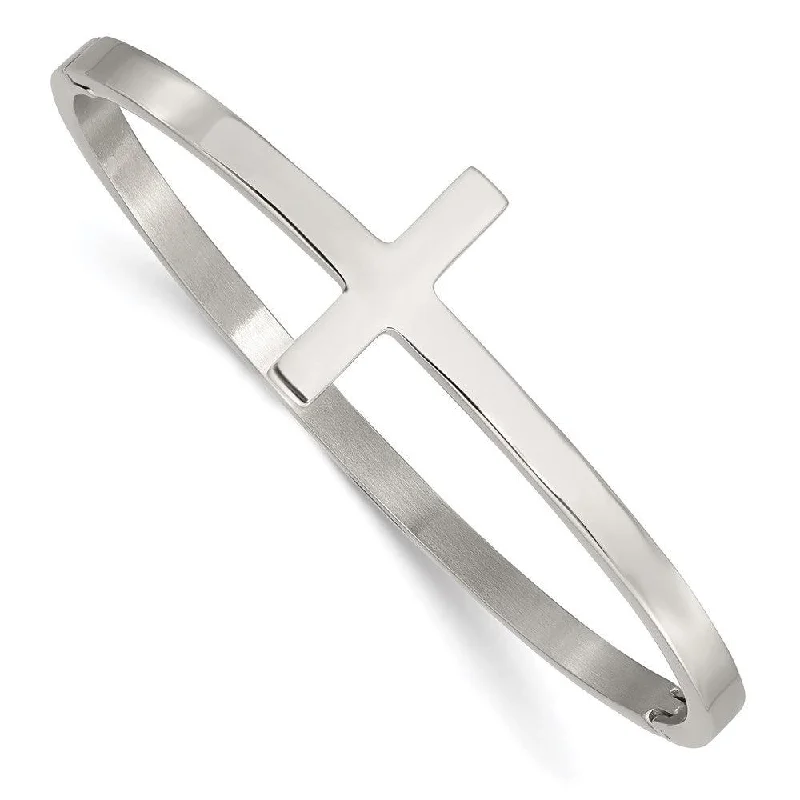 women’s magnetic bracelets -Stainless Steel Polished Cross Hinged Bangle