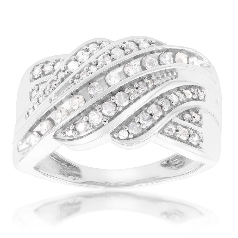 affordable wedding rings for women -Sterling Silver 1/2 Carat Diamond Ring