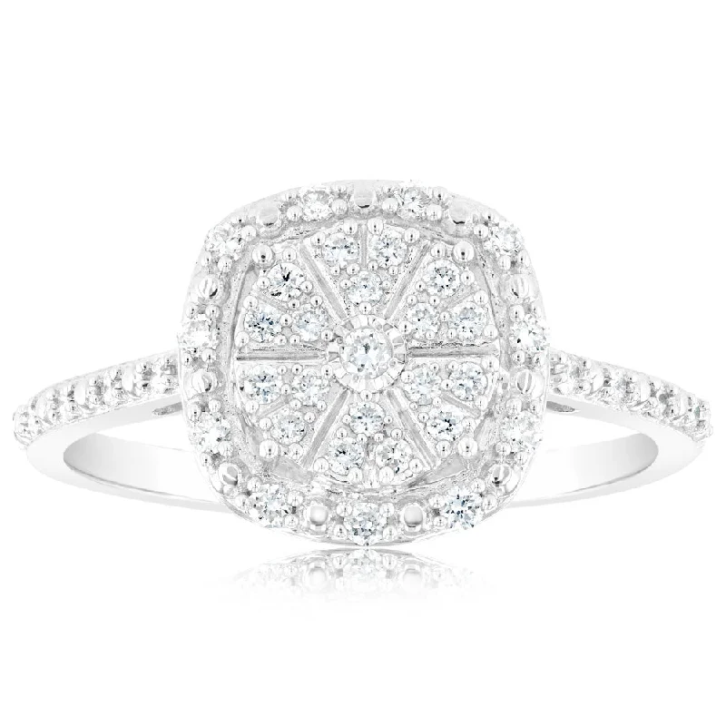 custom diamond engagement rings -Luminesce Lab Grown 1/5 Carat Diamond Ring in Sterling Silver