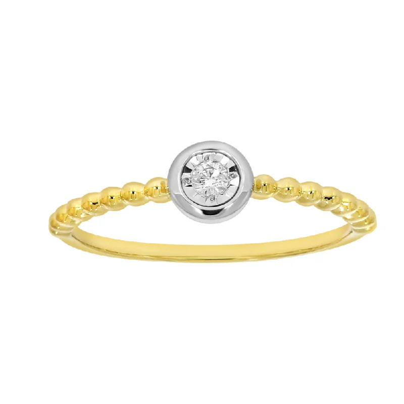 women’s engagement rings -9ct Yellow Gold Bezel Set Diamond Ring