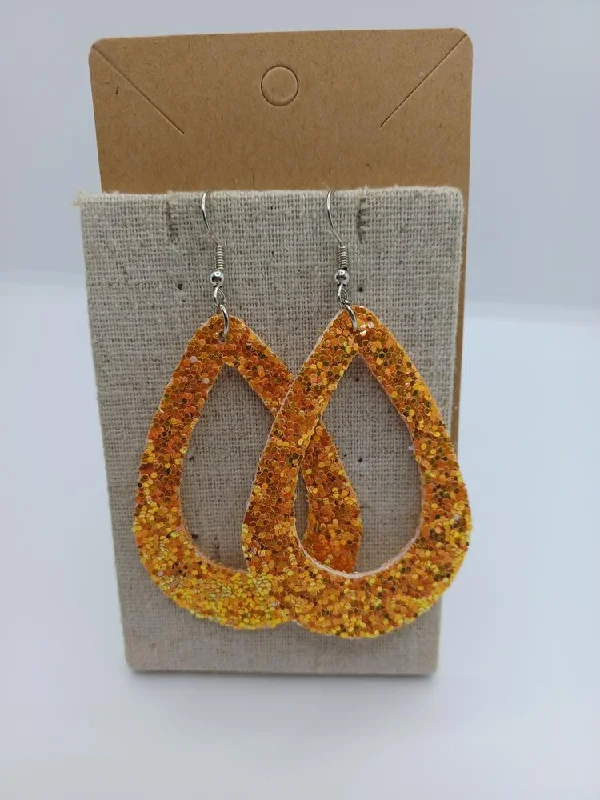 women’s flower earrings -Orange Glitter Earrings