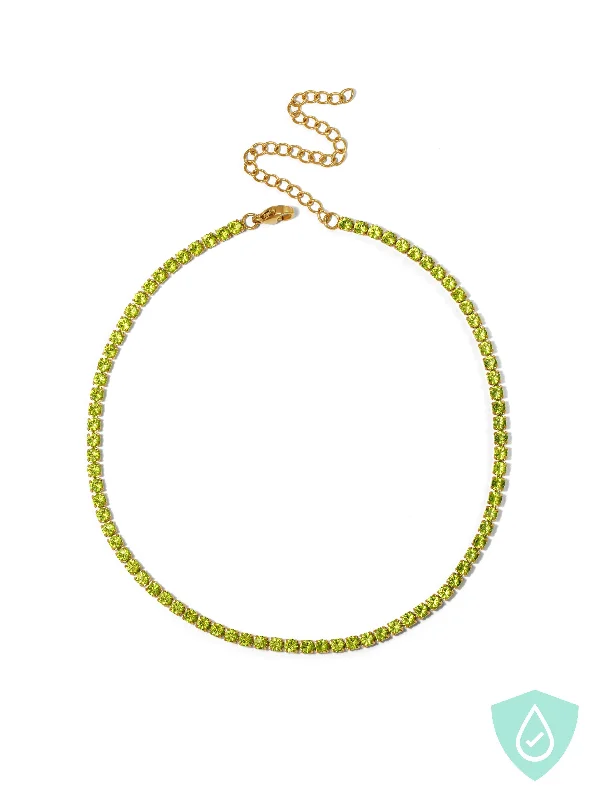 women’s colorful gemstone necklaces -Green Tennis Choker