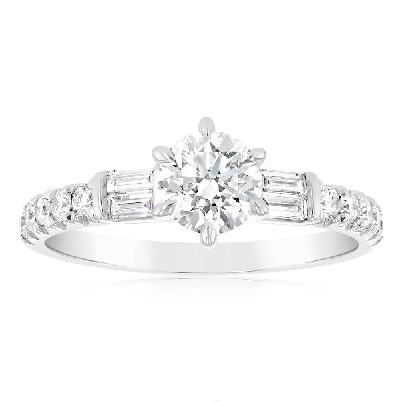 women’s dual-tone engagement rings -Luminesce Lab Grown 9ct White Gold 1 Carat Solitaire Fancy Diamond Ring